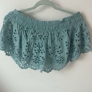 Free people crochet aqua top